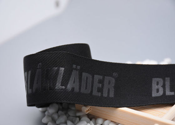 Garment Custom Logo Polyester Webbing Straps Timbul 35mm Hitam